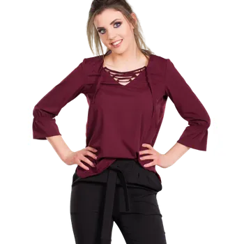 Umění Blouse with lace-up neckline purple INPRESS tmavě červená 2446085