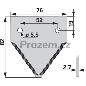 Žabka kosy horní ozubení pro John Deere, New Holland, 82/2,7/76 mm, H79611, 80309197