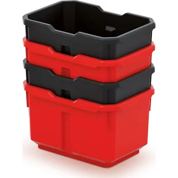 Úložný box Prosperplast Sada 4 plastových boxů na nářadí TITAN BOX 156x110x195 mm - barva: černá/červená