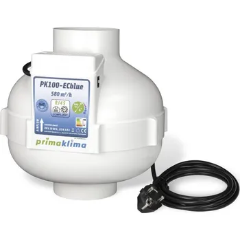 Domácí ventilátor Prima Klima ventilátor PK100-ECblue 100 mm - 580 m3/h, EC motor (Vysoce účinný inline potrubní ventilátor vybavený špičkovým EC motorem ebm-papst s velmi nízkou spotřebou energie díky EC technologii. Externí controller ECTC-1M se připojuje pomocí RJ45)