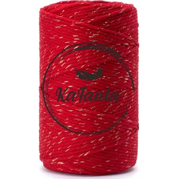 Příze Macrame příze KaFanta PREMIUM 3mm/100m - red gold
