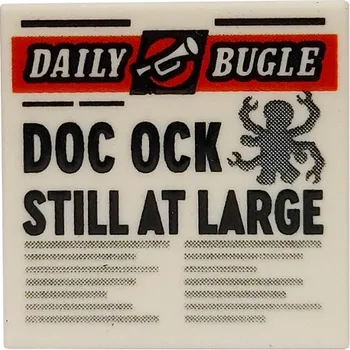 Stavebnice LEGO 3068bpb1724 White Tile 2 x 2 with Groove with Newspaper 'DAILY BUGLE' (Bílá dlaždice 2 x 2 s drážkou s novinami 'DAILY BUGLE')