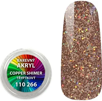 Umělé nehty Akryl pudr třpytkový - Copper Shimer - 4 ml