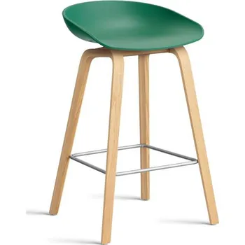 Barová židle HAY Barová stolička AAS 32 Low Lacquered Oak Veneer, teal green