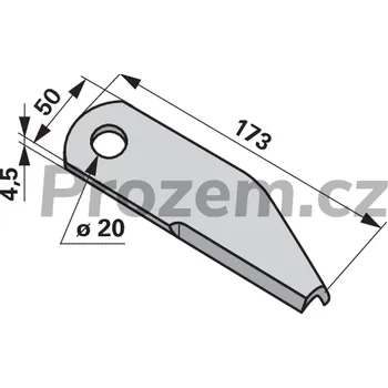Pracovní nůž Nůž drtiče levý pro New Holland, 173/4,5/50/20 mm, hladký, 87384920