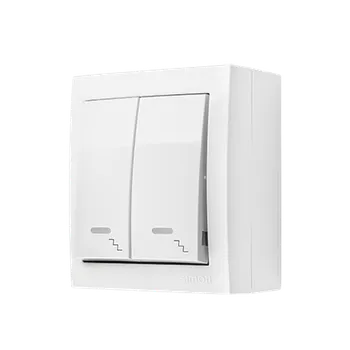 vypínač SIMON ACW6/2L/11 schodišťový spínač dvojitý s podsvětlením odolný proti vlhkosti bílá