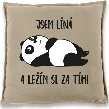 Polštář Polštář Jsem líná a ležím si za tím!, Barva Béžová, Velikost 40×40 cm, Canvas Bavlněný polštář Bezvatriko.cz 0516