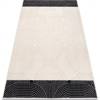 Koberec Makro Abra Kusový koberec vlněný ANGEL 7901 / 52044 Geometrický béžový černý Rozměr: 80x150 cm