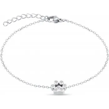 Náramek Náramek s kočičí packou a zirkony - chirurgická ocel - stříbrná, zlatá Barva: stříbrná