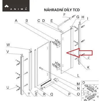 Sklo pevná stěna vč.profilu k TCD290T