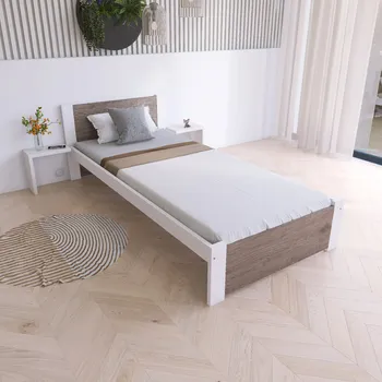Postel Maxi Postel z masivu Iris 80x200 cm, Bílá/DUB LANÝŽ