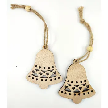 Vánoce Dřevěná dekorace, ZVONKY NATURAL, 7x5,7 cm, 2ks/bal.