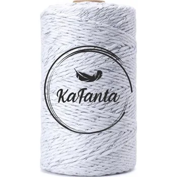 Příze Macrame příze KaFanta PREMIUM 3mm/100m - white silver