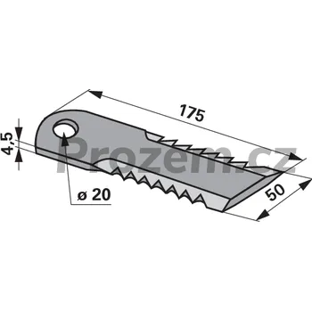 Pracovní nůž Nůž drtiče pro John Deere, 175/4,5/50/20 mm, ozubený, Z103205