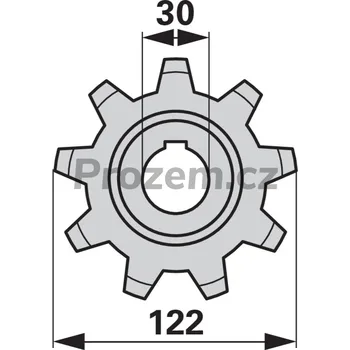 Auto-moto Řetězové kolo pro Deutz Fahr, 9 zubů, 122/30 mm, 06515853