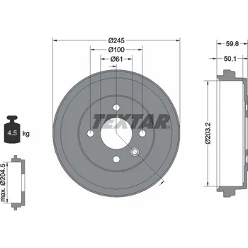 Brzdový buben TEXTAR Brzdový buben 94047900