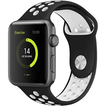 Příslušenství k chytrým hodinkám Perforovaný řemínek pro Apple Watch 38/40/41/42(S10)mm Barevná varianta: Černo-Bílý