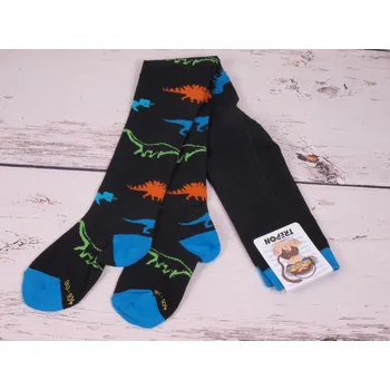 České punčocháče TREPON DINOSAURUS černé s barevnými dinosaury velikost oblečení - děti: 92/98