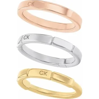 Prsten Calvin Klein Slušivý tricolor prsten 3 v 1 Soft Squares 35000458 52 mm + 2 měsíce na vrácení zboží