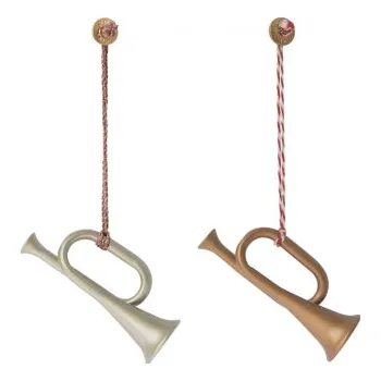 Vánoční dekorace Vánoční plechová ozdoba Trumpets - set 2 ks