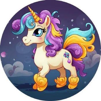 Jedlá dekorace na dort Jedlý papír unicorn v noci 19,5cm - PICTURE