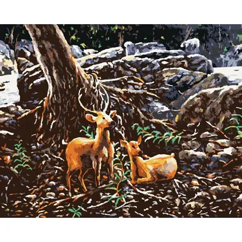 Diamondi Diamantové malování - DVA JELENI V LESE Rozměr: 40x50 cm, Rámování: bez rámu a bez vypnutí plátna