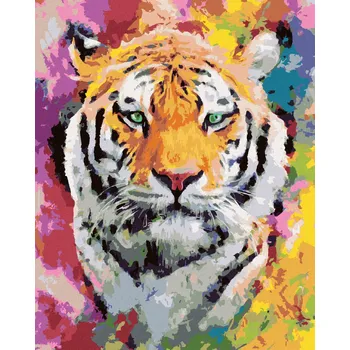 Diamondi Diamantové malování - TYGR V BARVÁCH Rozměr: 40x50 cm, Rámování: bez rámu a bez vypnutí plátna
