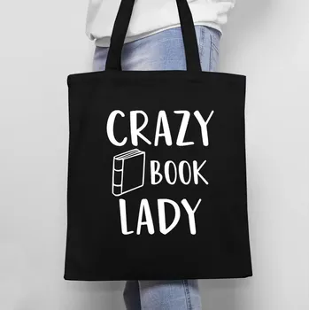 Žertovný předmět Crazy book lady - taška s potiskem