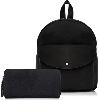 Peněženka Paolo Peruzzi Dárková sada: Praktický batoh a dlouhá peněženka; černá