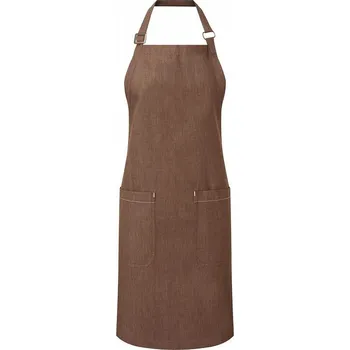 Kuchyňská zástěra Premier Workwear Fairtrade organická keprová ástěra s laclem a dvěmi kapsami Barva: Hnědá, Velikost: 80 x 72 cm PW113