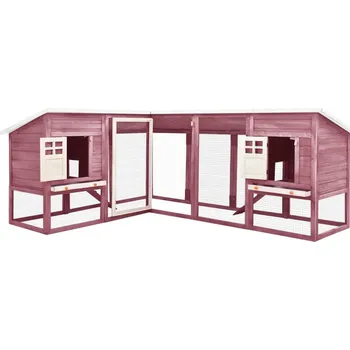 Venkovní králíkárna s výběhem kávovo-bílá masivní jedlové dřevo IM_170874