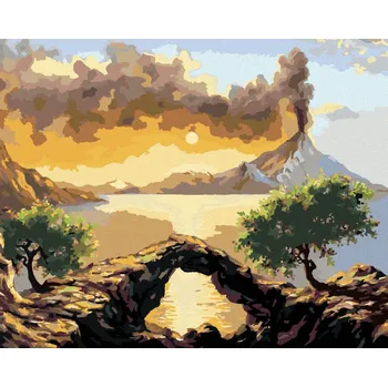 Diamondi Diamantové malování - KRAJINA S VÝBUCHEM SOPKY Rozměr: 40x50 cm, Rámování: vypnuté plátno na rám