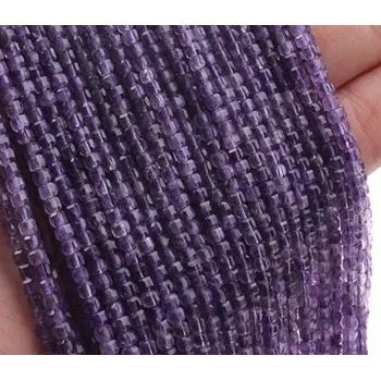 Dětské navlékací korálky Ametyst broušené čtverečky cca 2,5 x 2,5 mm (návlek 38 cm - cca.155 korálků)