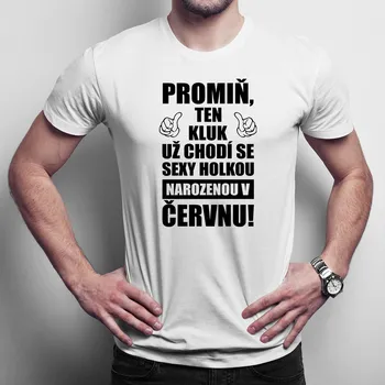 Žertovný předmět Promiň, ten kluk už chodí se sexy holkou narozenou v červnu! - pánské tričko s potiskem