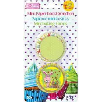 Formička Alvarak papírové košíčky na pralinky Zelené se zajíčky a vajíčky (50 ks)