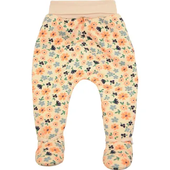 Dupačky béžové hřejivé polodupačky s kytičkami