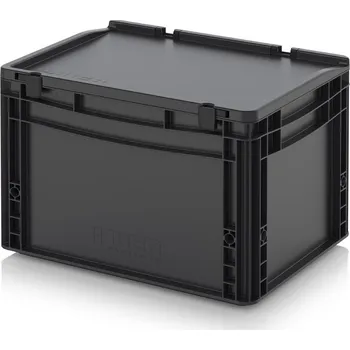 ESD euro přepravky včetně víka s panty 40 x 30 x 28,5 cm - Dopravní černá - materiál: ESD PP - ESD ED 43/27 HG