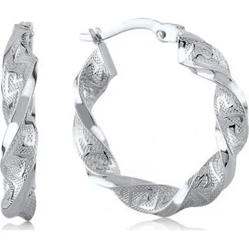 Náušnice Lillian Vassago Zakroucené zdobené kruhové náušnice v bílém zlatě 2,3 cm LLV06-GER079W