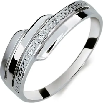 Prsten Dámský prsten zlato 585/1000 přírodní diamant 0.015 ct G/SI DF1844 velikost 55