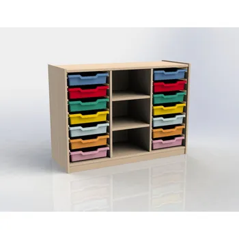 Komoda TVAR v.d. Klatovy Skříňka se dvěma policemi a 14 plastovými zásuvkami