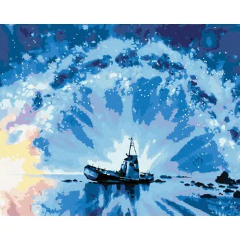 Hračka Diamondi Diamantové malování - OPUŠTĚNÁ LOĎ A MLÉČNÁ DRÁHA Rozměr: 40x50 cm, Rámování: bez rámu a bez vypnutí plátna