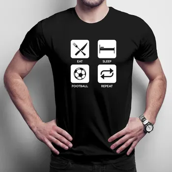 Žertovný předmět Eat Sleep Football Repeat - pánské tričko s potiskem