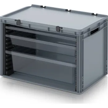 paleta Zásuvkové kontejnery Kompletní systém 60 x 40 x 43,5 cm - Stříbrošedá - SB-S1.2