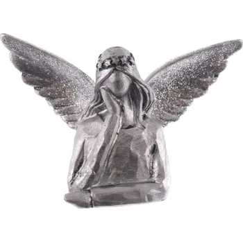 Vánoční dekorace Anděl 8cm - bysta stříbrný, novodur