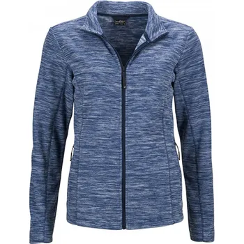 Dámská mikina James & Nicholson Přiléhavá dámská mikrofleecová melírová bunda na zip Barva: modrý melange - modrá námořní, Velikost: L JN769