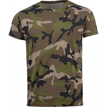 Pánské tričko Sol's Kamuflážové pánské triko ve slim-fit střihu ze 100% bavlny Barva: zelená kamufláž, Velikost: XL L133