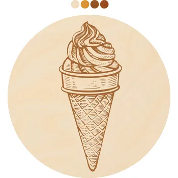 Podtácek WoodenPuzzle.cz Kulatý dřevěný podtácek s motivem - Zmrzlina Počet: sada 6 ks