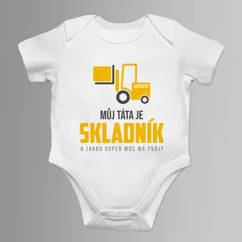 Žertovný předmět Můj táta je skladník - dětské body s potiskem