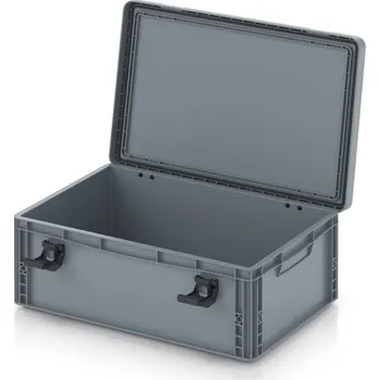 paleta Euro přepravka s víkem s panty Pro 61,1 x 42,7 x 23,7 cm, zavřená - Stříbrošedá - materiál: PP - EDP 64/22 HG