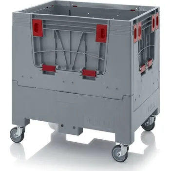 paleta Skládací big boxy se 4 dvířky 80 x 60 x 93 cm, 4 kolečka - Stříbrošedá - materiál: 1 A nový materiál HD-PE - KLK 86R